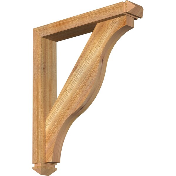 Ekena Millwork Funston Arts and Crafts Rough Sawn Bracket w/ Offset Brace, Western Red Cedar, 4"W x 22"D x 26"H BKT0402X22X26FST03RWR - main